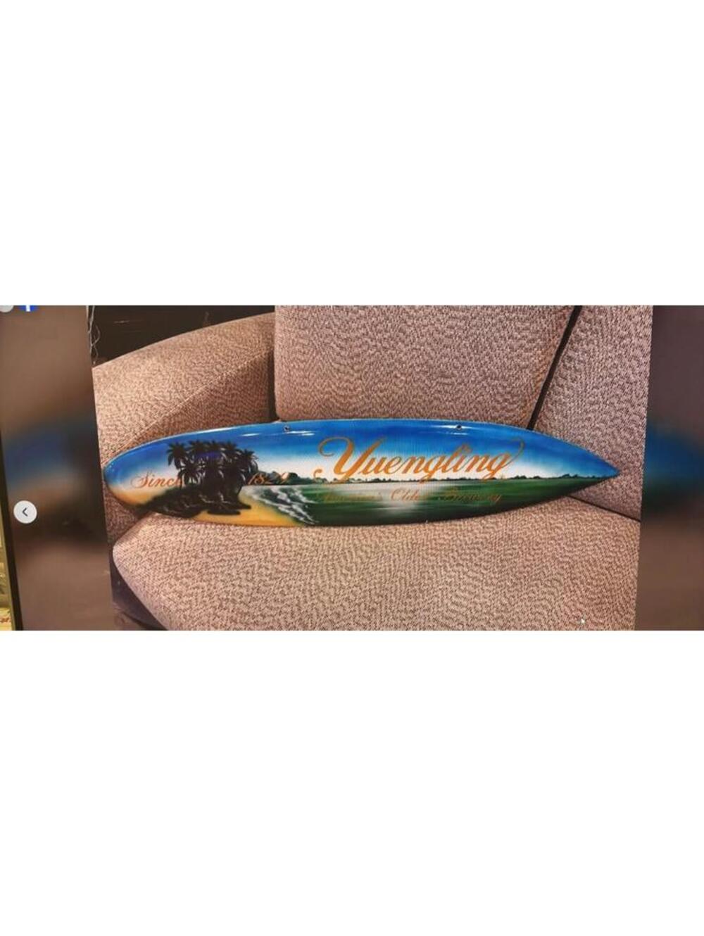 Yuengling Beer wooden surfboard beer sign